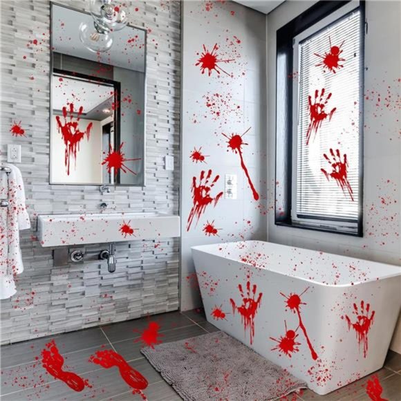 135 PCS Halloween Decorations, 9 Blood Window Clings, 6 Tattoo Stickers, - Picture 6 of 7
